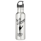 Silhouette Women Tree Yoga Waterfles (Voorkant)
