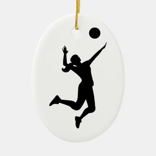 silhouette women's volleyball keramisch ornament (Voorkant)
