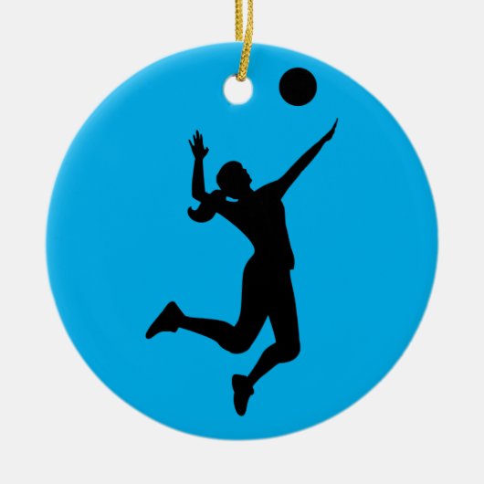 silhouette women's volleyball keramisch ornament (Voorkant)