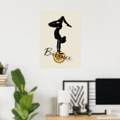 Silhouette yoga ondersteboven handstand poster (Thuiskantoor)