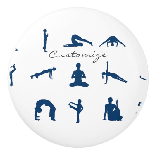 Silhouette Yoga Poses Thunder_Cove Keramische Knop (Voorkant)