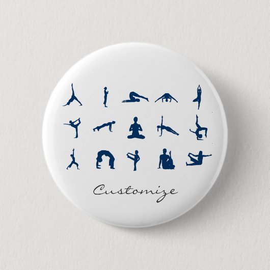 Silhouette Yoga Poses Thunder_Cove Ronde Button 5,7 Cm (Voorkant)