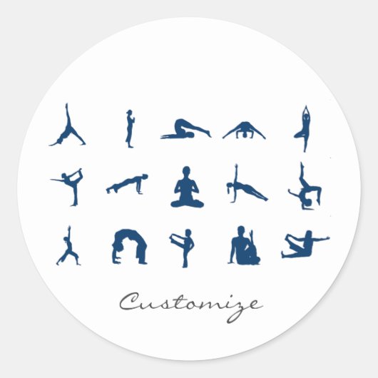 Silhouette Yoga Poses Thunder_Cove Ronde Sticker (Voorkant)