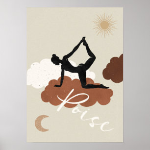 Silhouette yoga rekt wolken zonnesmaanpoise post poster