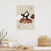 Silhouette yoga rekt wolken zonnesmaanpoise post poster (Keuken)