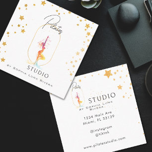 Silhouette Yoga Spa Studio Beauty Gouden Sterren Vierkante Visitekaartje