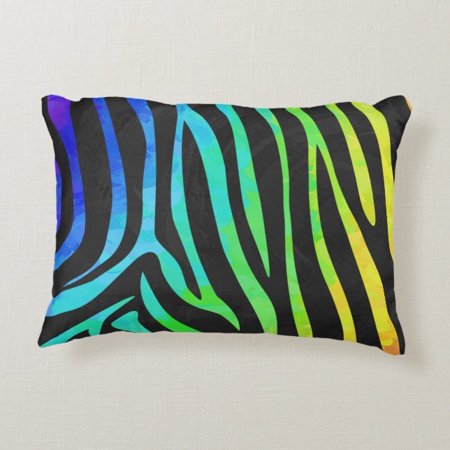 Silhouette Zebra Black en Rainbow Accent Kussen (Achterkant)