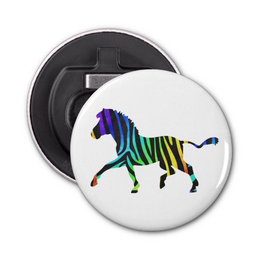Silhouette Zebra Black en Rainbow Button Flesopener (Voorkant)
