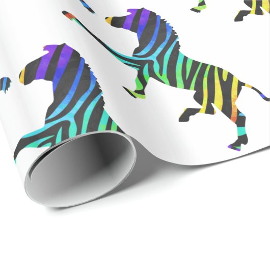 Silhouette Zebra Black en Rainbow Cadeaupapier (Rol Hoek)