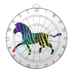 Silhouette Zebra Black en Rainbow Dartbord