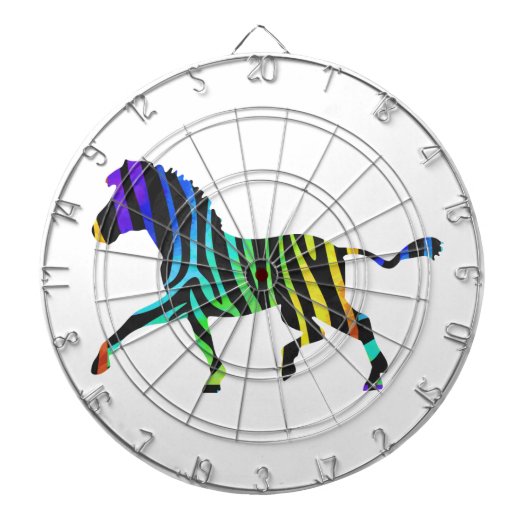 Silhouette Zebra Black en Rainbow Dartbord (Voorkant)