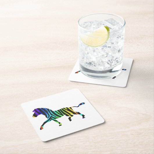Silhouette Zebra Black en Rainbow Kartonnen Onderzetters (Insitu)