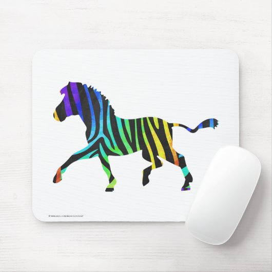 Silhouette Zebra Black en Rainbow Muismat (Met muis)