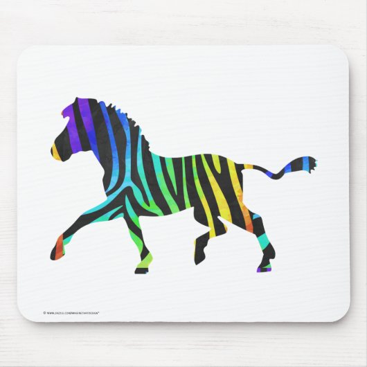 Silhouette Zebra Black en Rainbow Muismat (Voorkant)