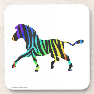 Silhouette Zebra Black en Rainbow Onderzetter