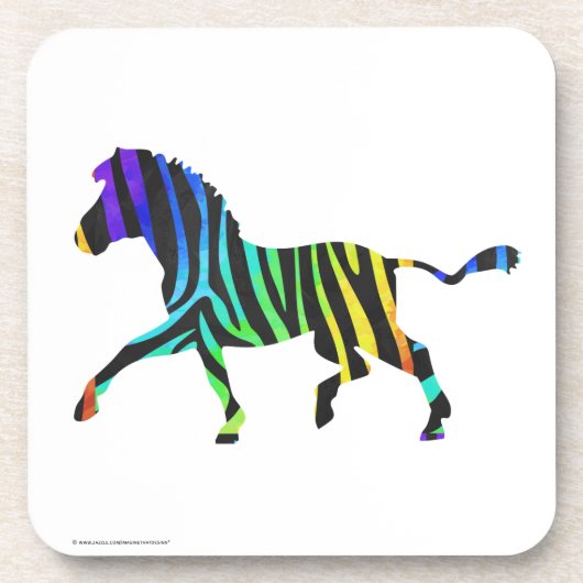 Silhouette Zebra Black en Rainbow Onderzetter (Voorkant)