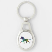 Silhouette Zebra Black en Rainbow Sleutelhanger (Voorkant)
