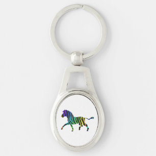Silhouette Zebra Black en Rainbow Sleutelhanger
