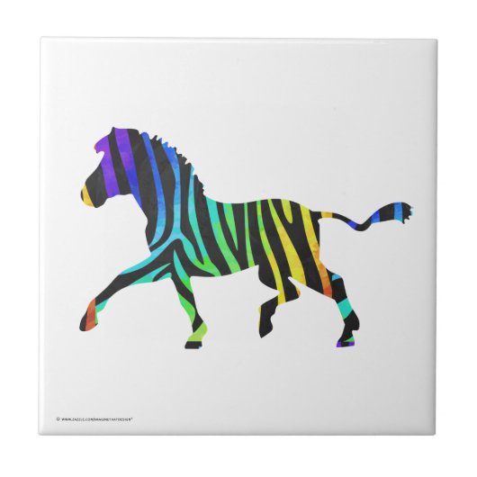 Silhouette Zebra Black en Rainbow Tegeltje (Voorkant)