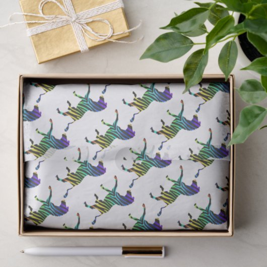 Silhouette Zebra Black en Rainbow Tissuepapier (Geschenk)