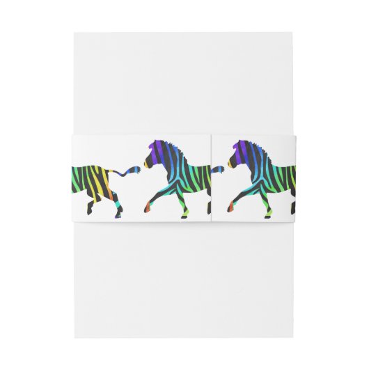 Silhouette Zebra Black en Rainbow Uitnodigingen Wikkel (Achterkant Voorbeeld)