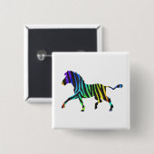 Silhouette Zebra Black en Rainbow Vierkante Button 5,1 Cm (Voorkant /achterkant)