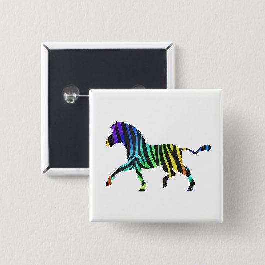 Silhouette Zebra Black en Rainbow Vierkante Button 5,1 Cm (Voorkant /achterkant)
