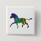 Silhouette Zebra Black en Rainbow Vierkante Button 5,1 Cm (Voorkant)