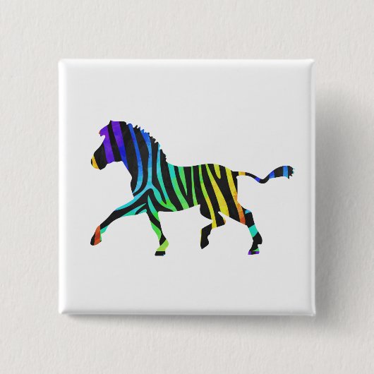 Silhouette Zebra Black en Rainbow Vierkante Button 5,1 Cm (Voorkant)