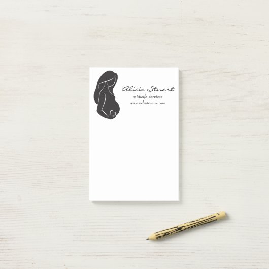 Silhouette Zwangere Vrouw Belly Heart Post-it® Notes (Op bureau)