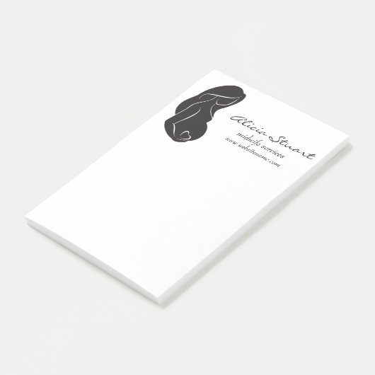 Silhouette Zwangere Vrouw Belly Heart Post-it® Notes (Schuin)