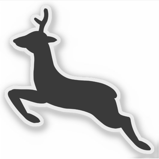 Silhouette (zwart en wit) deer Leaping Sticker (Voorkant)