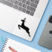 Silhouette (zwart en wit) deer Leaping Sticker (Laptop met iPhone)