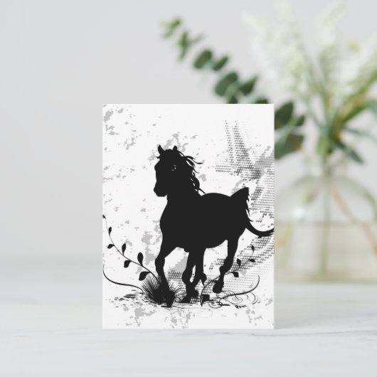 Silhouette, zwart paard briefkaart (Staand voorkant)
