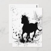 Silhouette, zwart paard briefkaart (Voorkant / Achterkant)