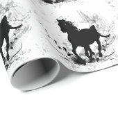 Silhouette, zwart paard cadeaupapier (Rol Hoek)