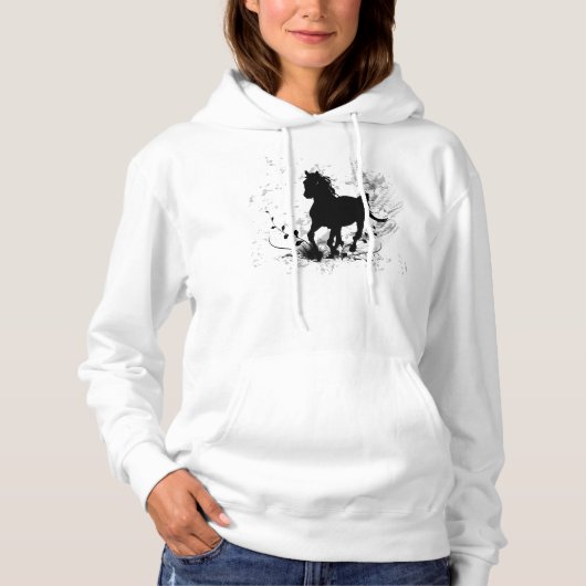 Silhouette, zwart paard hoodie (Voorkant)