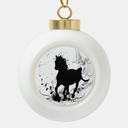 Silhouette, zwart paard keramische bal ornament (Voorkant)
