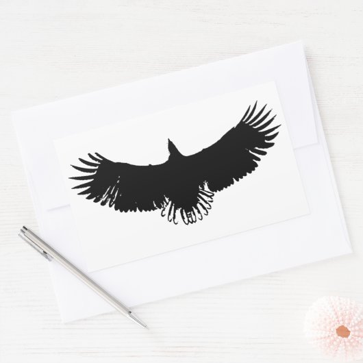 Silhouette (zwart-wit) Eagle Rechthoekige Sticker (Envelop)