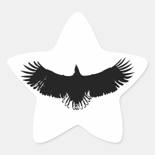 Silhouette (zwart-wit) Eagle Ster Sticker (Voorkant)