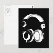 Silhouette (zwart-wit) hoofdtelefoon briefkaart (Voorkant / Achterkant)