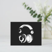 Silhouette (zwart-wit) hoofdtelefoon briefkaart (Staand voorkant)