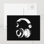 Silhouette (zwart-wit) hoofdtelefoon briefkaart (Voorkant / Achterkant)