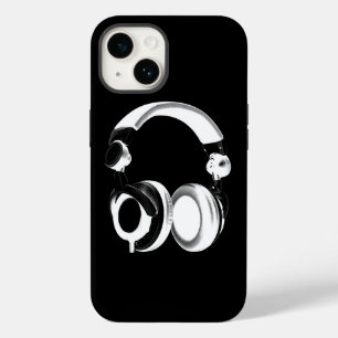 Silhouette (zwart-wit) hoofdtelefoon Case-Mate iPhone case