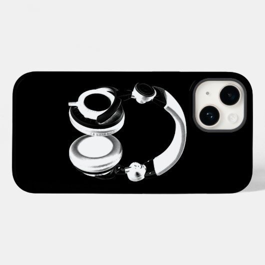 Silhouette (zwart-wit) hoofdtelefoon Case-Mate iPhone case (Achterkant (horizontaal))