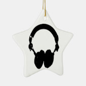 Silhouette (zwart-wit) hoofdtelefoon keramisch ornament (Rechts)