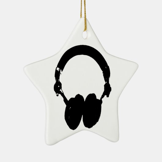 Silhouette (zwart-wit) hoofdtelefoon keramisch ornament (Rechts)