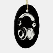 Silhouette (zwart-wit) hoofdtelefoon keramisch ornament (Rechts)