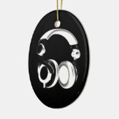 Silhouette (zwart-wit) hoofdtelefoon keramisch ornament (Links)