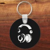Silhouette (zwart-wit) hoofdtelefoon sleutelhanger (Voorkant)